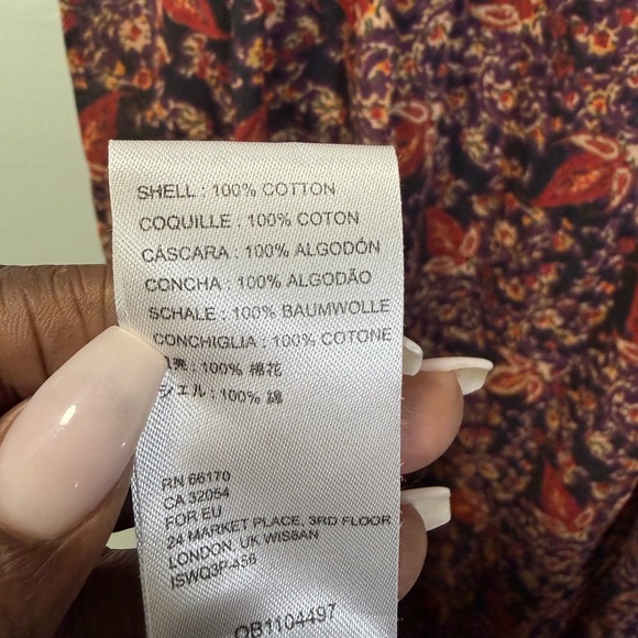 Free People Baby Doll Maxi Purple Paisley Floral Cotton Dress Tie Strap M - Picture 7 of 9